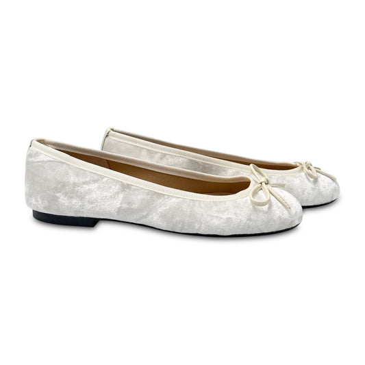 Brunella Bright White Velvet Bow Ballet