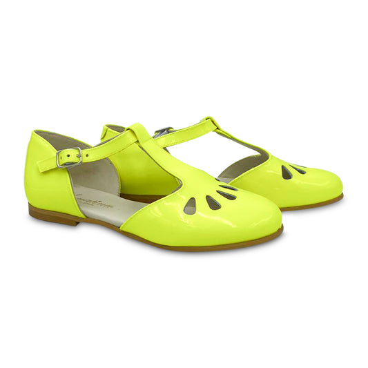 Sonatina London Neon Yellow Patent Leather T-strap