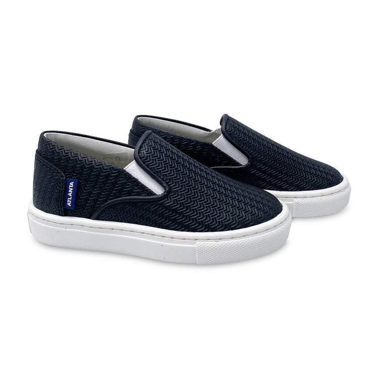 Atlanta Mocassin Black perforated Slip on Sneaker