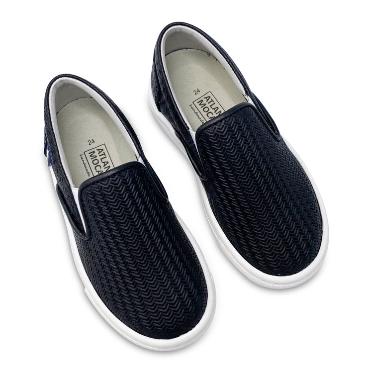 Atlanta Mocassin Black perforated Slip on Sneaker