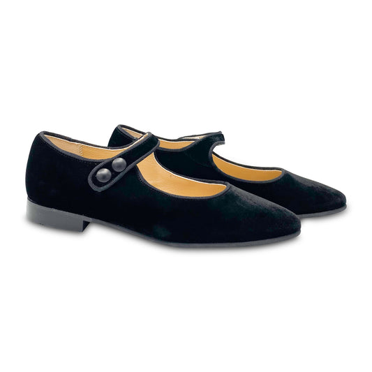 Geppettos Black Velvet Pointy Mary Jane GP0612