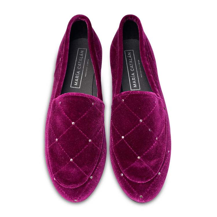 Maria Catlan Smokin Fuschia Velvet Stud Slip On