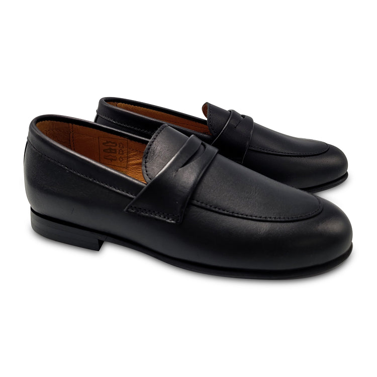 Atlanta Mocassin Black Smooth Leather Penny Loafer 19013