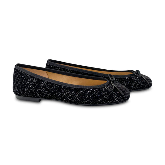 Brunella Black Sparkle Velvet Bow Ballet