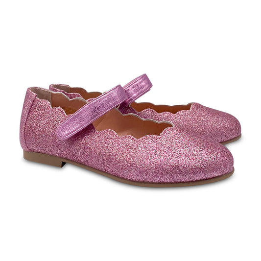 Ruth Secret Neon Pink Glitter Velcro Mary Jane SL08