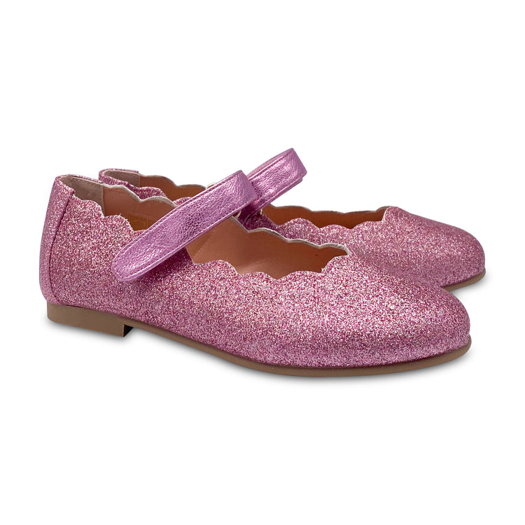 Ruth Secret Neon Pink Glitter Velcro Mary Jane SL08