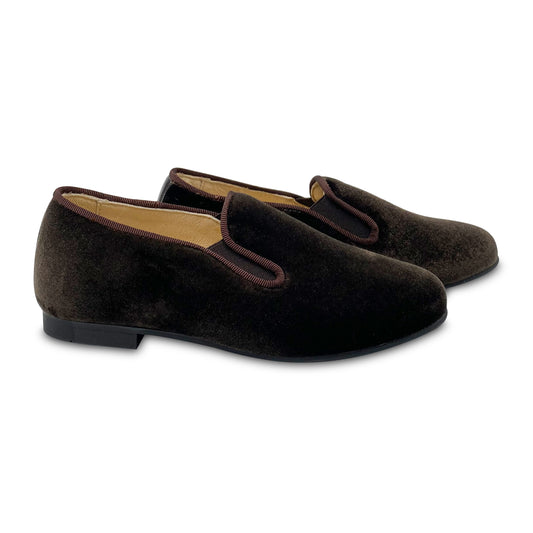 Andanines Brown Velvet Smoking Shoe 182447