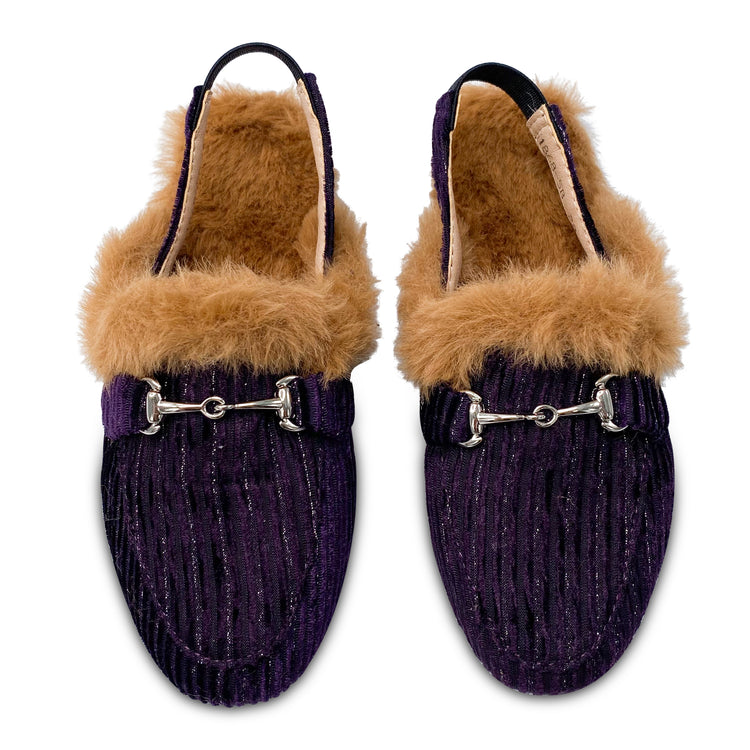 Gufanpei Purple Shimmer Fur Lined Slingback 1868