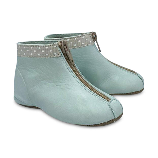 Pepe' ES X LS Mint Green Polka Dot Ribbon Trim Front Zipper Bootie 225-21