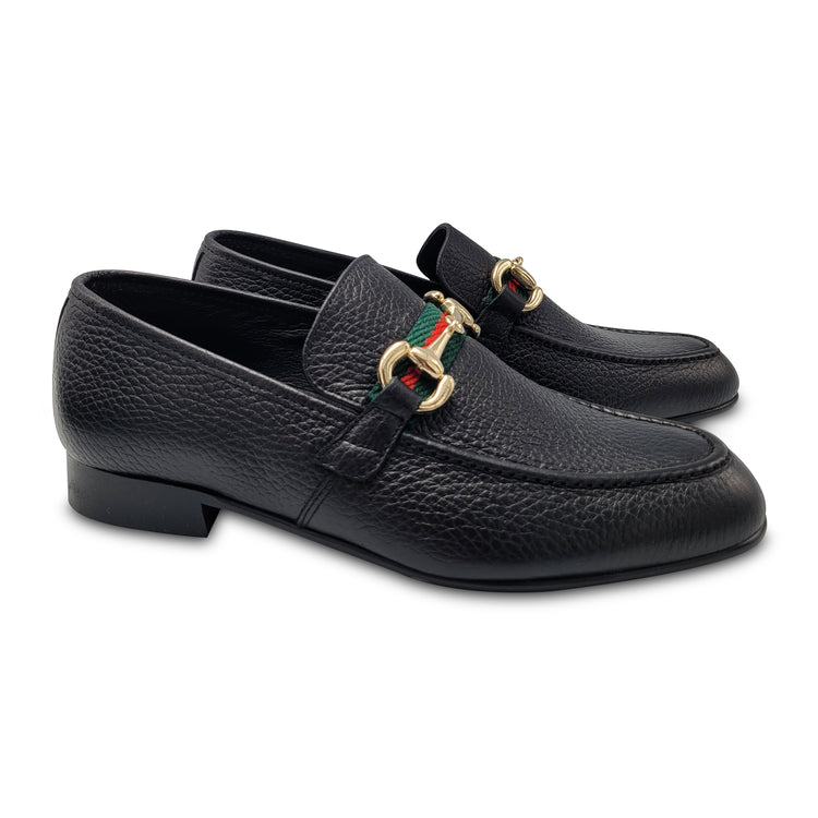 Andanines Black Green Red Ribbon Chain Slip on 192776