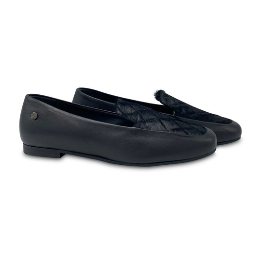 Manuela De Juan Black Gazzelle Quilted Slip On S2986