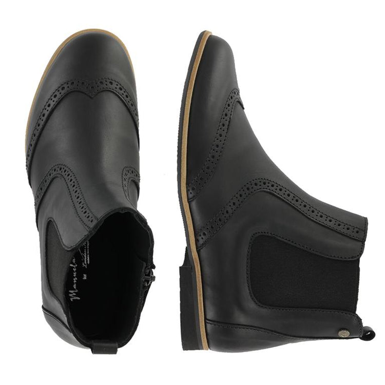 Manuela De Juan Black Natural Wingtip Side Zipper S2369