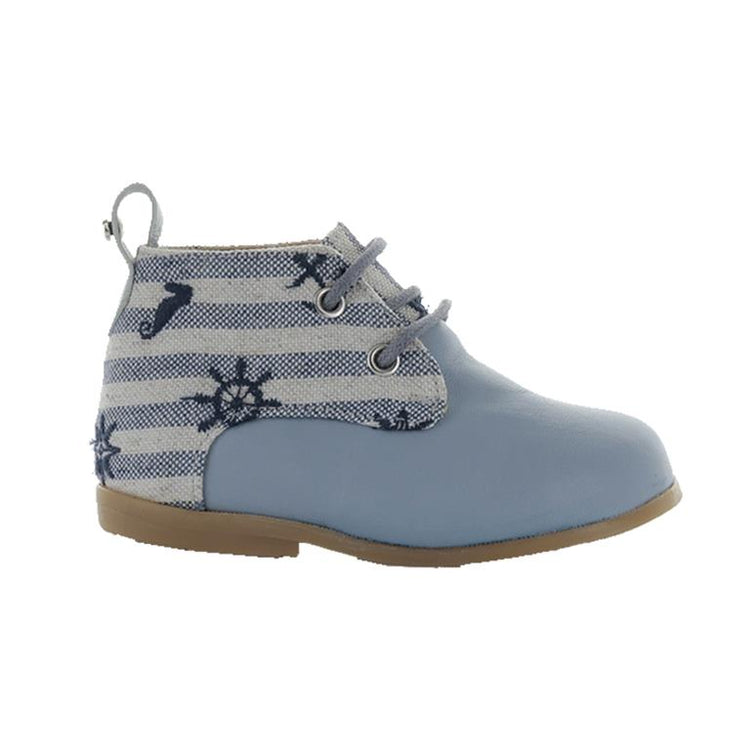 Manuela De Juan Light Blue Sea Lace Up Toddler Bootie S2436