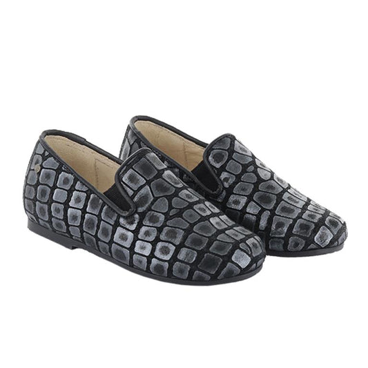 Manuela De Juan Black Crocodile Loafer S2488